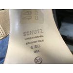 Schutz Goring Ariellen High Pump Flare Heels Women's 6.5B Clear Rhinestone beige Photo 5