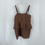 Fanm‎ Mon Helaina Floral Bow Front Sweetheart Neck Sheath Peplum Mini Dress Brown Size XL Photo 6