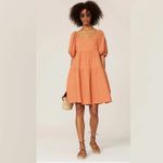 Louna Rust Orange Tiered Cotton Mini Dress MEDIUM Photo 10