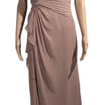 Azazie  Draped Spaghetti Strap Bridesmaid Gown Ruched Bodice V-Neck Mauve A6 Photo 0
