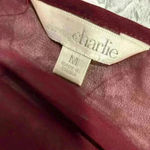 Charming Charlie  Burgundy Long Sleeve Sheer Blouse Photo 6