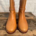 Tory Burch New Miller brown Leather Bootie 45MM Heel Zip Up Shoes Size 7 Photo 2