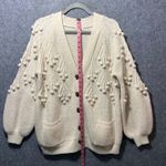 EN CREME Cream Bobble Knit Cardigan Sweater Puffy Sleeve Oversized M L Size M Photo 2