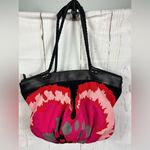 Missoni Large Canvas Tote Bag Multi Colored Abstract Floral Leather Trim Photo 4