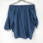1.4.3. Story by Line Up 143 Story Chambray Off The Shoulder Top Side Slits 3/4 Tie Sleeves Blue Size S Photo 4
