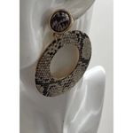 vintage Snake Skin Dangle Drop Earrings Animal Print Quality Sz 3” Brown Photo 12