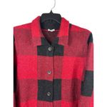 J. Jill 2X Red Black Buffalo Plaid Wool Blend Button Sweater Jacket Shacket Photo 1