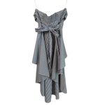 New York & Co. NY & Company Women’s Size S Gray White Striped Stretch Ruffle Tiered Dress NWT Photo 1