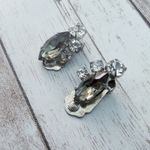 Vintage Clip On Earrings Smokey & Clear Gems Photo 2