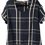 Diane Gilman Navy Lattice Windowpane top Photo 0