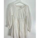 Alice + Olivia  Kiara Smocked Long Sleeve Button Front Dress in Off-white US 2 Photo 4