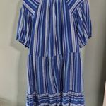 Wonderly Dress 1X Blue White Striped Dress Tiered Boho Puff Tassel Tie Coastal Photo 5
