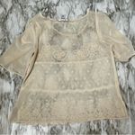 Cream Lace Puff Sleeve Blouse Sheer Lacy Boho Chic Romantic Vintage Fairycore Size L Photo 9