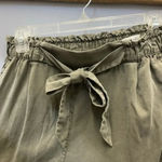 H&M High Waist Paper Bag Shorts Olive Green Photo 11
