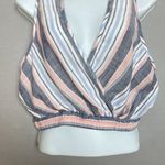Angie Crop Top Women Striped Wrap-Style Size Large Lightweight Beachy Rayon Tank Photo 3