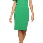 DKNY Womens Sheath Scuba Crepe Green Dress Size 14 Photo 1