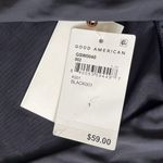 Good American New Women's Sexy Boost 3/4 Sleeve Tie Front Bikini Top black small Photo 2