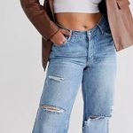 Free People CRVY Fever Pitch Boyfriend Jeans Medium Wash Distressed Size 27 Photo 0