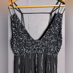 Free People  Girl Glitter Mini Slip Embellished Black Dress Medium Photo 6