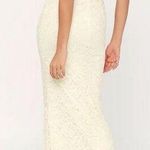 Lulus Zenith Cream Floral Lace Wedding Gown Maxi Dress Size S Small new Photo 1