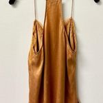 Cami NYC Racer 100% Silk Charmeuse V-Neck Camisole Tank Top Gold Women's Size M Photo 2