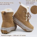 Camel Genuine Suede Faux Fur Lined Lace Photo 1