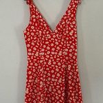 SheIn 🦋 Red Yellow Adjustable Tie Straps V-Neck Sunflower Floral Mini Dress Photo 0
