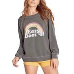 Wildfox NEW Easy Does It Rainbow Grey Graphic Sweatshirt Oversized Pullover XS Photo 2
