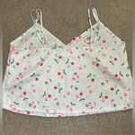 NWOT Colsie Satin Cropped Cherry Top Size Small White Photo 1