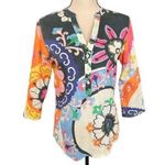 Nwt Vilagallo Colored Floral Print Top Size 34( US XS) Orange Photo 0