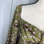 Lush Clothing Lush Feel So Lucky Satin Long Sleeve Romantic Blouse Size S Green Pink Photo 4