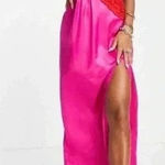 Topshop  Contrast Lace Color Block Slip Dress In Pink Photo 0