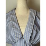 By Anthropologie Dress Women Small Blue White Striped Pleated Midi Preppy Boho Photo 7