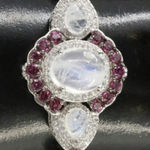 STERLING SILVER 925 MOONSTONE, TOPAZ AND GARNET TENNIS BRACELET White Photo 0