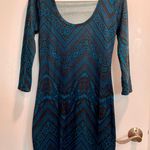 French Atmosphere Patterned Blue And Black Dress Photo 0