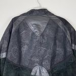 Vintage Black Patterned Leather & Suede Bomber Jacket Black Size 2X Photo 2
