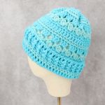 Blue Cable Knit Chunky Y2K Vintage Crochet Beanie Cap Hat Photo 2