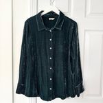 Genevieve Faherty Green Emerald Button Up Collar Relaxed Blouse Vintage Silk XL Photo 13