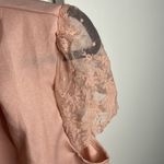 Pink short lace sleeve and collar blouse slit front Size M Photo 1