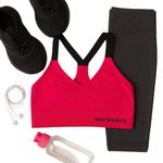 New Balance Pink Seamless Racerback Sports Bra Logo Flaw Women’s Size M GUC Yoga Photo 2