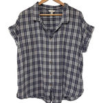 Lucky Brand  Blue Plaid Short Sleeve Button Down Shirt Size L Photo 0