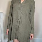 Anthropologie Cloth & Stone Shirt Dress Olive Green Lace Photo 2