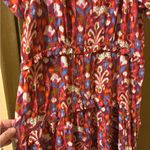 Anthropologie  Robin Tiered Mini Dress in Pink Floral Ikat Print Photo 6