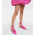 Valentino Garavani  Roman Stud leather Point Toe Flats Pink 37.5 NEW Photo 1