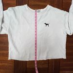 VS PINK White Crop Top Logo Lounge Sweater Small Mesh Back Womens Teens Photo 6