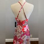 Lulus NWT  Whirlwind Red Multi Scarf Print Satin Maxi Dress Size Small‎ Photo 3