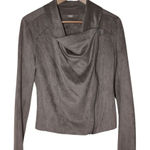 BLANK NYC Faux Suede Moto Jacket Small Drape Front Biker Taupe Asymmetrical Zip Photo 0