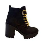Seven7 Women's Black Platform Ankle Boots Lace Up Lug Platform Heel Size 9 Photo 0