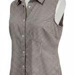 Keren Hart Brown Gingham Sleeveless Button Down Collared Top Cottagecore Women S Photo 1