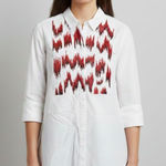 Figue White Beaded Cotton 3/4 Sleeve Button Down Collared Shirt No Sz (Flaws) Photo 0